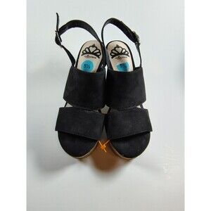 Fergalicious By Fergie Valencia Wedge Heels Sz 5.5 Black Cork Casual Dressy
